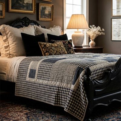 Americana Country Navy Check Quilt