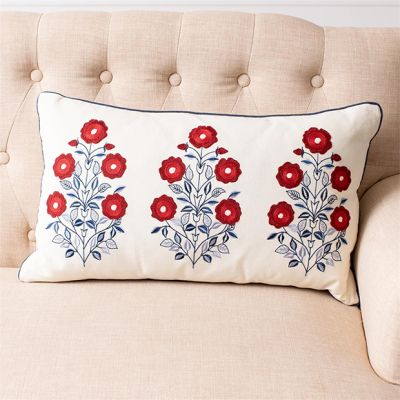 Americana Floral Embroidered Accent Pillow