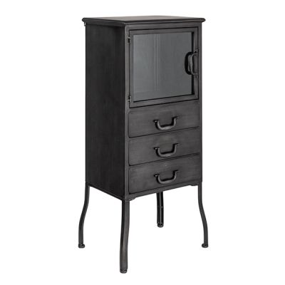 Antique Black 3 Drawer Metal Storage Cabinet