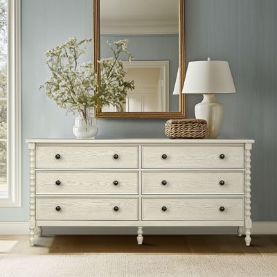 Antique Cream Turned Leg Dresser