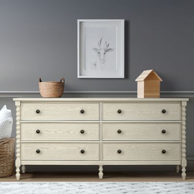 Antique Cream Turned Leg Dresser