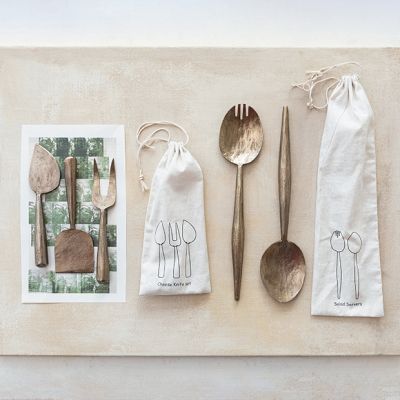 Antique Gold 7 Piece Salad and Cheese Server Set