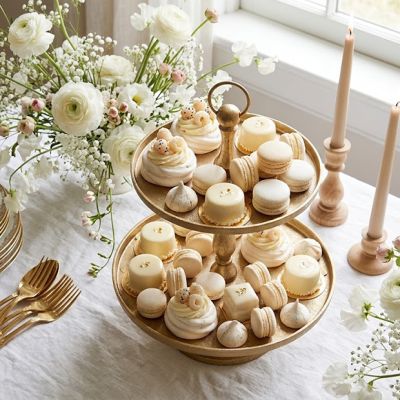 Antique Gold Finish 2 Tiered Display Stand