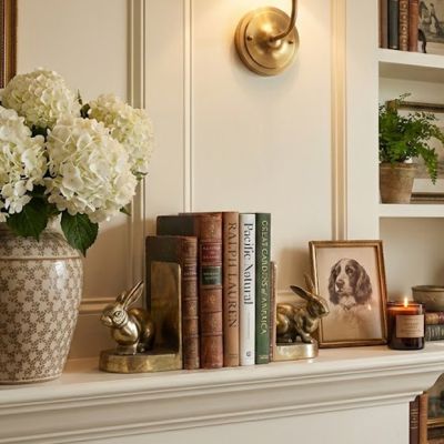 Antique Gold Finish Rabbit Bookends