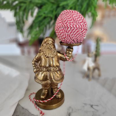 Antique Gold Santa Claus Candle Holder