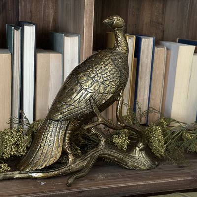 Antique Gold Turkey On a Branch Centerpiece Female