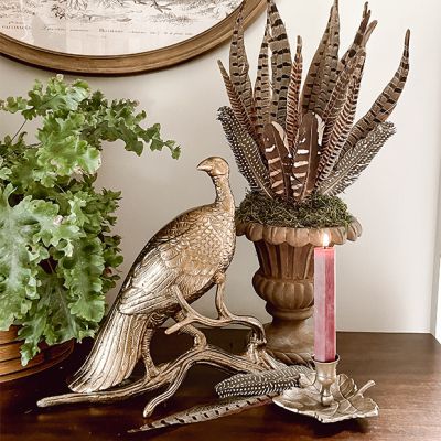 Antique Gold Turkey On a Branch Centerpiece