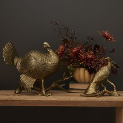 Antique Gold Turkey On a Branch Centerpiece
