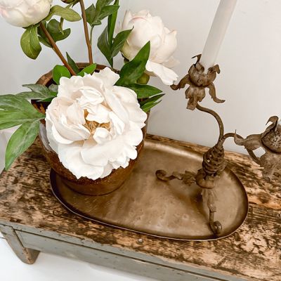 Antique Inspired Oval Iron Trays Set of 3
