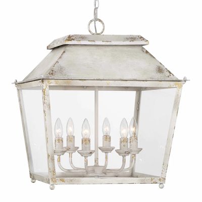 Antique Ivory 6 Bulb Lantern Pendant Light