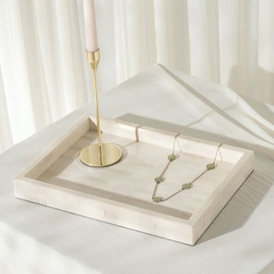 Antique Ivory Faux Bone Decorative Tray