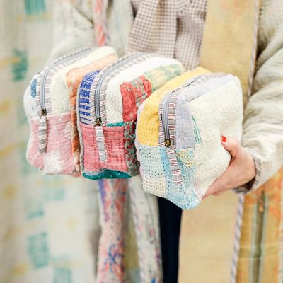 Antique Kantha Quilted Cosmetic Bag