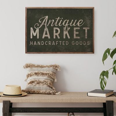Antique Market Handcrafted Goods Green Wall Art