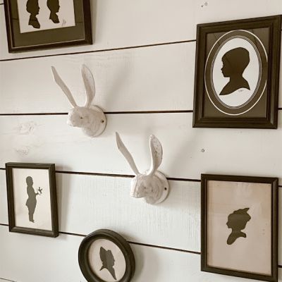 Antique White Cast Iron Rabbit Wall Hook