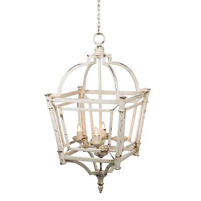 Antiqued 4 Light Birdcage Chandelier