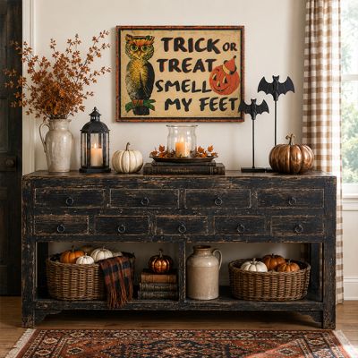 Antiqued 9 Drawer Sideboard