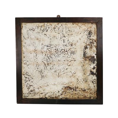 Antiqued Ceiling Tile Framed Wall Decor