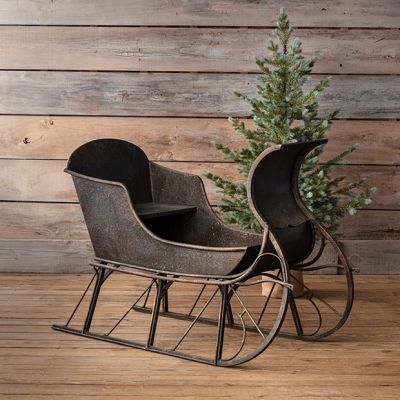 Antiqued Decorative Metal Sleigh