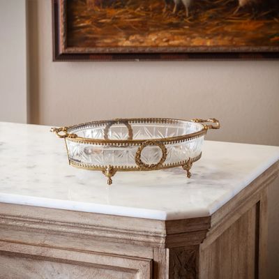 Antiqued Elegance Footed Vanity Tray
