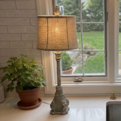 Antiqued Empire Base Buffet Lamp