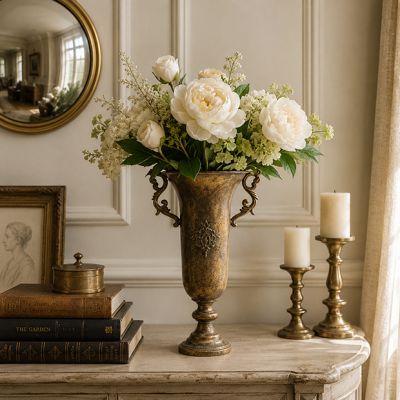 Antiqued Gold Ornate Trophy Vase