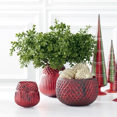 Antiqued Matte Mercury Glass Vases Set of 3