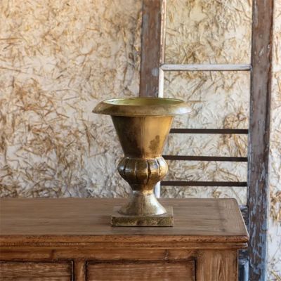 Antiqued Metal Alter Urn Pot