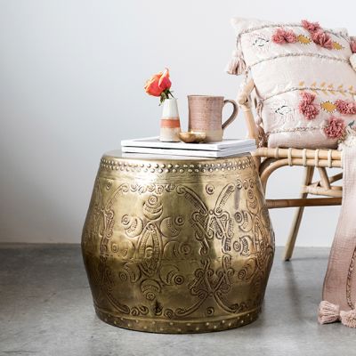 Antiqued Metal Drum Table