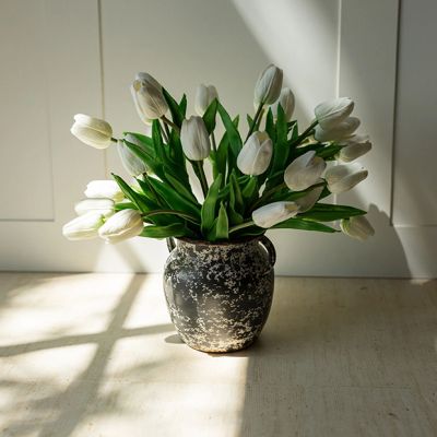 Antiqued Metal Urn Bud Vase