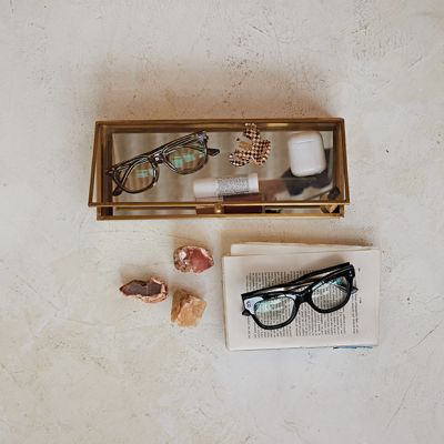 Antiqued Mirrored Glass Trinket Box