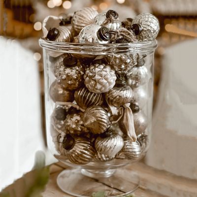 Antiqued Silver Mercury Glass Ornament Garland