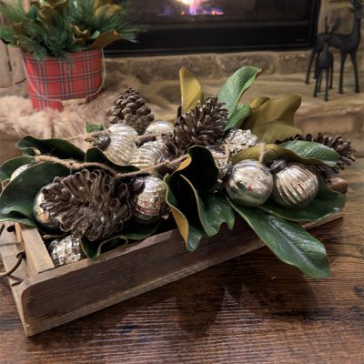 Antiqued Silver Mercury Glass Ornament Garland