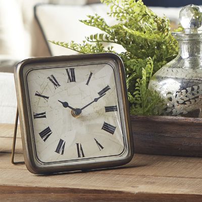 Antiqued Square Table Clock