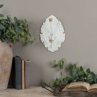 Antiqued White Plaque Wall Hook