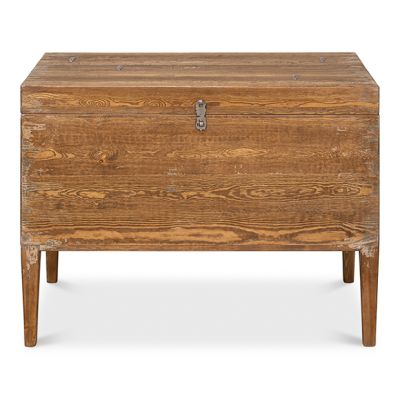 Antiqued Wood Trunk Side Table
