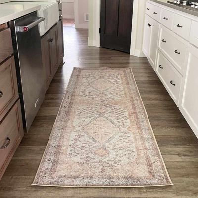 Anulu Peach Washable Area Rug
