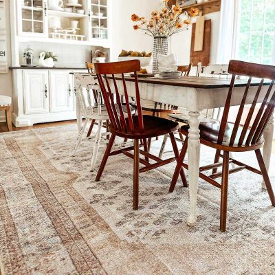 Anulu Peach Washable Area Rug