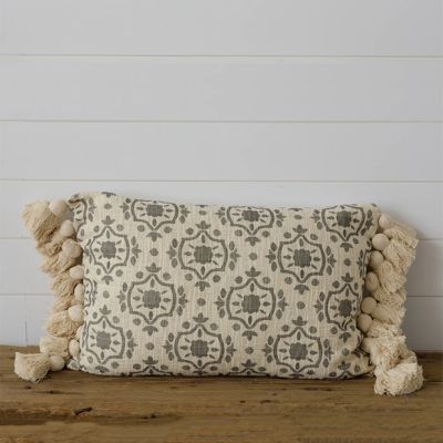 Arabesque Print Tasseled Lumbar Pillow