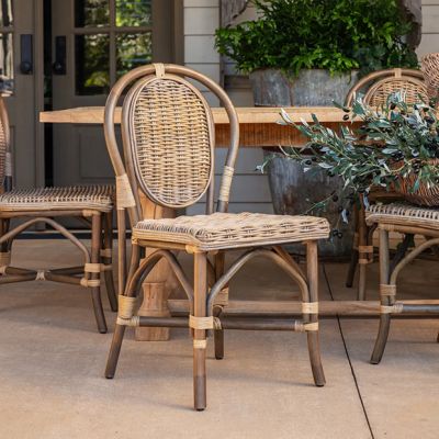 Arch Back Woven Wicker Bistro Chair
