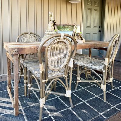 Arch Back Woven Wicker Bistro Chair Set of 2