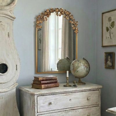 Arched Floral Trim Mirror
