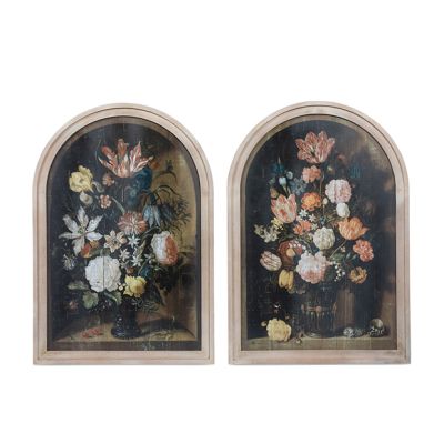 Arched Wood Frame Floral Wall Art Set of 2