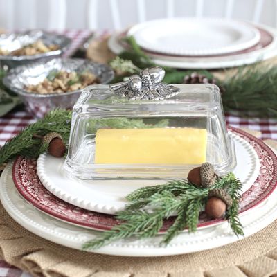 Arthur Court Butter Dish With Acorn