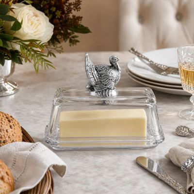 Arthur Court Glass Turkey Butter Dish