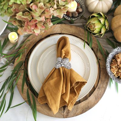 Arthur Court Pine Cone Forest Napkin Rings Set of 4