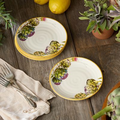 Artichoke and Herbs Stoneware Appetizer Plate Set of 4
