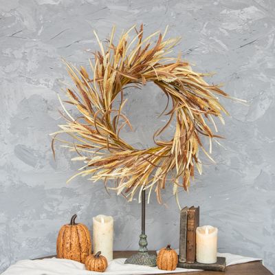 Artificial Wheat Heather Wreath