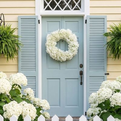 Artificial White Hydrangea Wreath 26 Inch