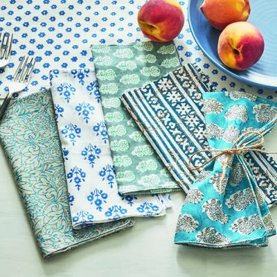 Assorted Block Print Cloth Napkins Set of 5