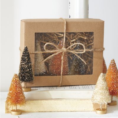 Assorted Fall Bottle Brush Trees Set of 7